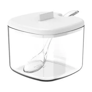 Açucareiro Break<BR>- Incolor & Branco<BR>- 9x10x12cm<BR>- Ou