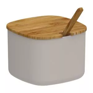 Açucareiro Lume<BR>- Branco & Bege<BR>- 9x10,5x11,5cm