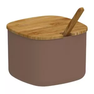 Açucareiro Lume<BR>- Marrom & Bege<BR>- 9x21x21cm