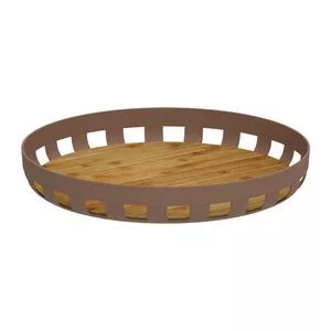 Bandeja Lume<BR>- Marrom & Bege<BR>- 19xØ35,5cm