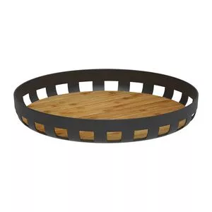 Bandeja Lume<BR>- Preta & Bege<BR>- 19xØ35,5cm
