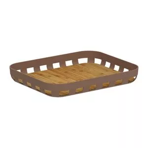 Bandeja Lume<BR>- Marrom & Bege<BR>- 17,5x36x29,5cm