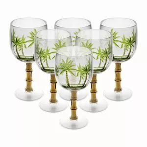 Conjunto De Taças Acrílico Palm Tree<BR>- Verde -<BR>495ml<BR>6pçs<BR>- Wolff