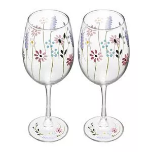 Conjunto 2 Taças Vidro Floralia<BR>- Incolor<BR>- 430Ml<BR>- Wolff