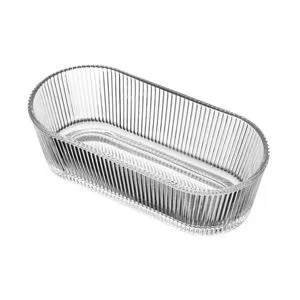 Petisqueira Oval Cristal Lines<BR>- Incolor<BR>- 16,5x7,5x5cm<BR>- Wolff
