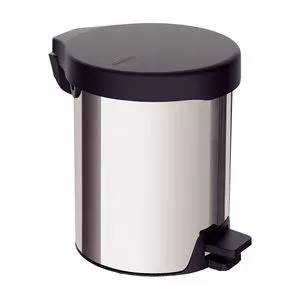 Lixeira New Com Pedal<BR>- Inox & Preta<BR>- 5L