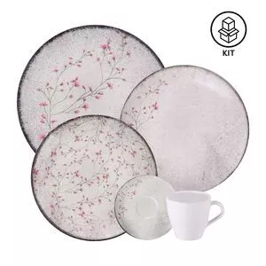 Aparelho De Jantar Floralis<BR> - Off White & Rosa<BR> - 20Pçs<BR> - Tramontina