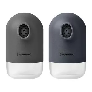 Conjunto De Saleiro E Pimenteiro Plástico Tramontina<BR>- Cinza <BR>- 2pçs <BR>- Tramontina