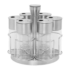 Porta-Temperos Realce<BR>- Inox <BR>- 17,4x17,5cm<BR>6pçs <BR>- Tramontina
