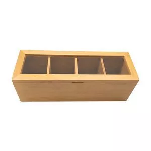 Porta-Chá<BR>- Bambu<BR>- 9x27x9cm<BR>- Oikos
