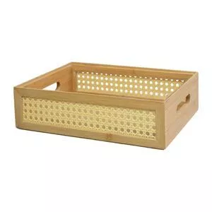 Caixa Organizadora Empilhável<BR>- Bambu & Bege Claro<BR>- 9x32x24cm