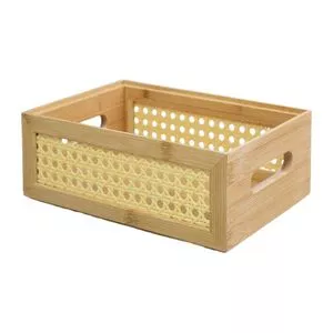 Caixa Organizadora Empilhável<BR>- Bambu & Bege Claro<BR>- 9x40x24cm