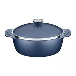 Caçarola Antiaderente Lyon<BR>- Azul & Prateada<BR>- Ø24cm