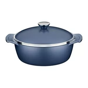 Caçarola Antiaderente Lyon<BR>- Azul & Prateada<BR>- Ø30cm