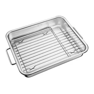 Assadeira Com Grelha Service<BR>- Inox<BR>- 7x36x29,5cm<BR>- Tramontina