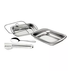 Jogo Para Servir Cosmos<BR>- Inox<BR>- 4Pçs