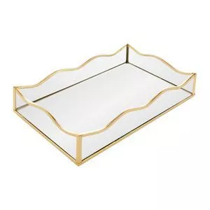 Bandeja Espelhada Ocean<BR>- Espelhada & Dourada<BR>- 4x30x20cm<BR>- Lyor