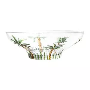 Centro De Mesa Palm Hand Painting Cristal<BR>- Incolor<BR>- 32x11cm<BR>- Lyor