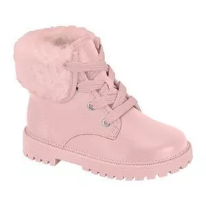 Bota Com Pompom E Forro Peluciado<BR>- Rosa<BR>- Molekinha
