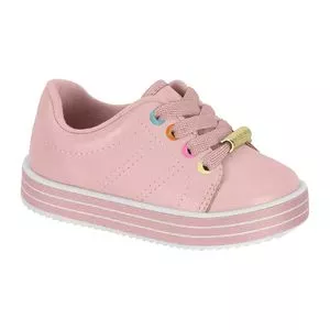 Tênis Com Recortes<BR>- Rosa Claro<BR>- Molekinha