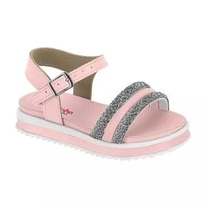 Sandália Com Tiras & Brilho<BR>- Rosa Claro<BR>- Molekinha