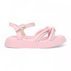 Sandália Com Pedrarias<BR>- Rosa Claro & Prateada<BR>- Molekinha