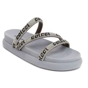 Tamanco Papete Dani Com Strass<BR>- Cinza<BR>- Colcci