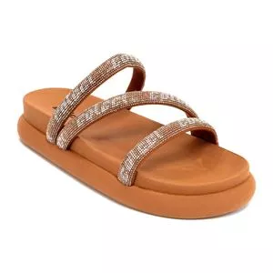 Tamanco Dani Com Strass<BR>- Marrom<BR>- Colcci