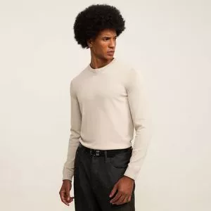 Suéter Básico Em Viscose Gola Careca Lisa<BR>- Cinza<BR>- Renner