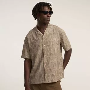 Camisa Boxy Ana Ruga Oversized Abstrata<BR>- Caramelo<BR>- Renner