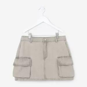 Saia Infantil Jeans Cargo Liso<BR>- Bege Claro<BR>- Renner