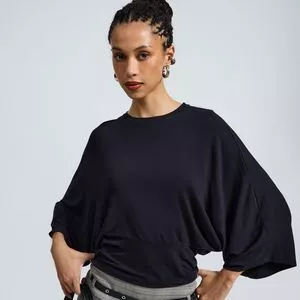 Blusa Manga Morcego<BR>- Preta<BR>- Renner