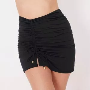 Saia Curta Com Franzido<BR>- Preto<BR>- Hope Resort