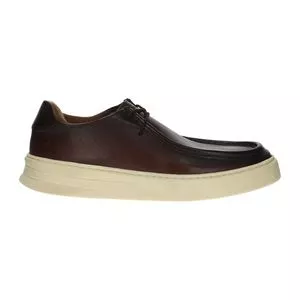 Tênis Casual Em Couro<BR>- Marrom<BR>- Dudalina