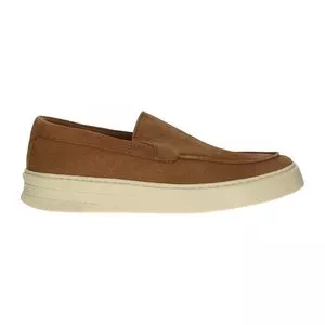 Tênis Slip On Couro<BR>- Marrom<BR>- Dudalina