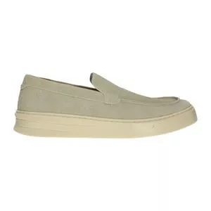 Tênis Slip On Couro<BR>- Bege<BR>- Dudalina