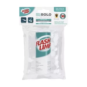 Refil Para Rolo Adesivo<br /> - Branco<br /> - 10xØ4,5cm<br /> - 30 Folhas<br /> - FlashLimp