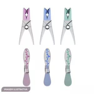 Prendedores Leaf<BR>-  Incolor & Azul<BR>-  10Pçs<BR>- Flash Limp