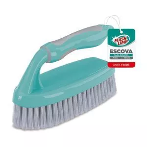 Escova Para Roupas<BR>- Verde Água & Cinza<BR>- 8,5x6x16cm<BR>- Flash Limp