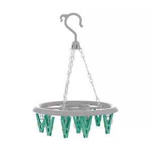 Mini Varal Arredondado<BR>- Cinza Claro & Verde Água<BR>- 4xØ32cm<BR>- Flash Limp