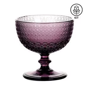 Jogo De Taças Para Sobremesa<BR>- Cristal & Malva<BR>- 4Pçs<BR>- 290ml<BR>- Cromus