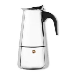 Cafeteira Italiana Aço Inox Só Marcas<BR>- Inox Com Detalhes Em Preto -<BR>20x13x9,8cm<BR>- 350ml