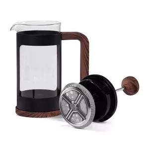 Cafeteira Prensa Francesa Vidro E Aço Inox Só Marcas<BR>- Preto<BR>- 17,3x12,5x7,4cm<BR>- 350ml