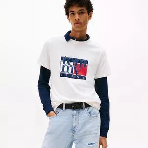 Camiseta Slim Rwb Flag Tee<BR>- Branco<BR>- Tommy Hilfiger