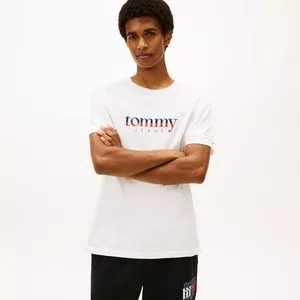 Camiseta Regular Dna Tee Ext<BR>- Off White<BR>- Tommy Hilfiger