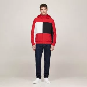 Blusão Com Recortes<BR>- Vermelho & Preto<BR>- Tommy Hilfiger