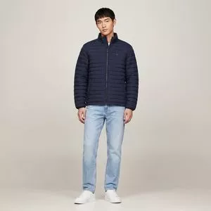 Jaqueta Puffer Com Bolsos<BR>- Azul Marinho<BR>- Tommy Hilfiger
