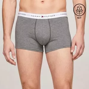 Kit 3 Cuecas Trunk<BR>- Cinza<BR>- Tommy Hilfiger