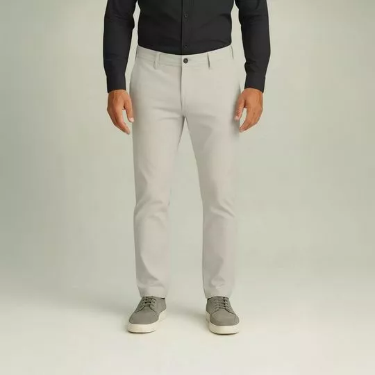 Calça Chino Alfaiataria Reta- Cinza Claro- Iódice