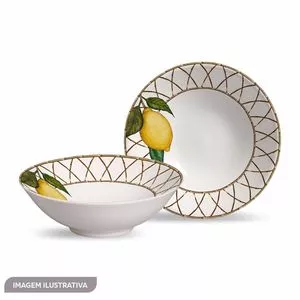 Jogo De Bowls Siciliano<BR>- Branco & Amarelo<BR>- 6Pçs<BR>- 300ml